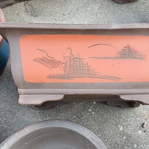 紫砂宜兴紫砂花盆40红马槽