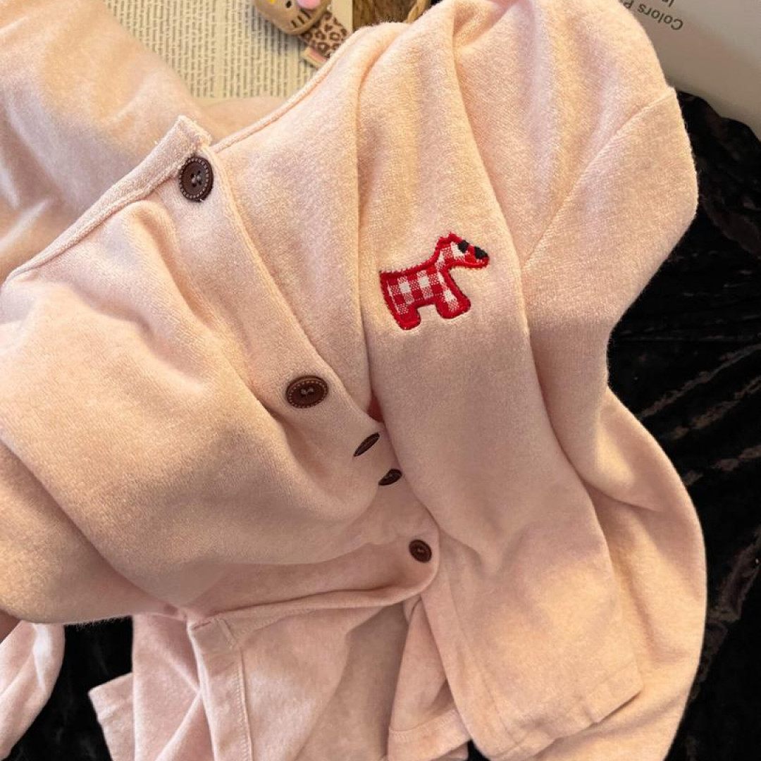 韩系粉糯叽叽可爱小狗睡衣女秋冬季加厚保暖德绒家居服套装可外穿