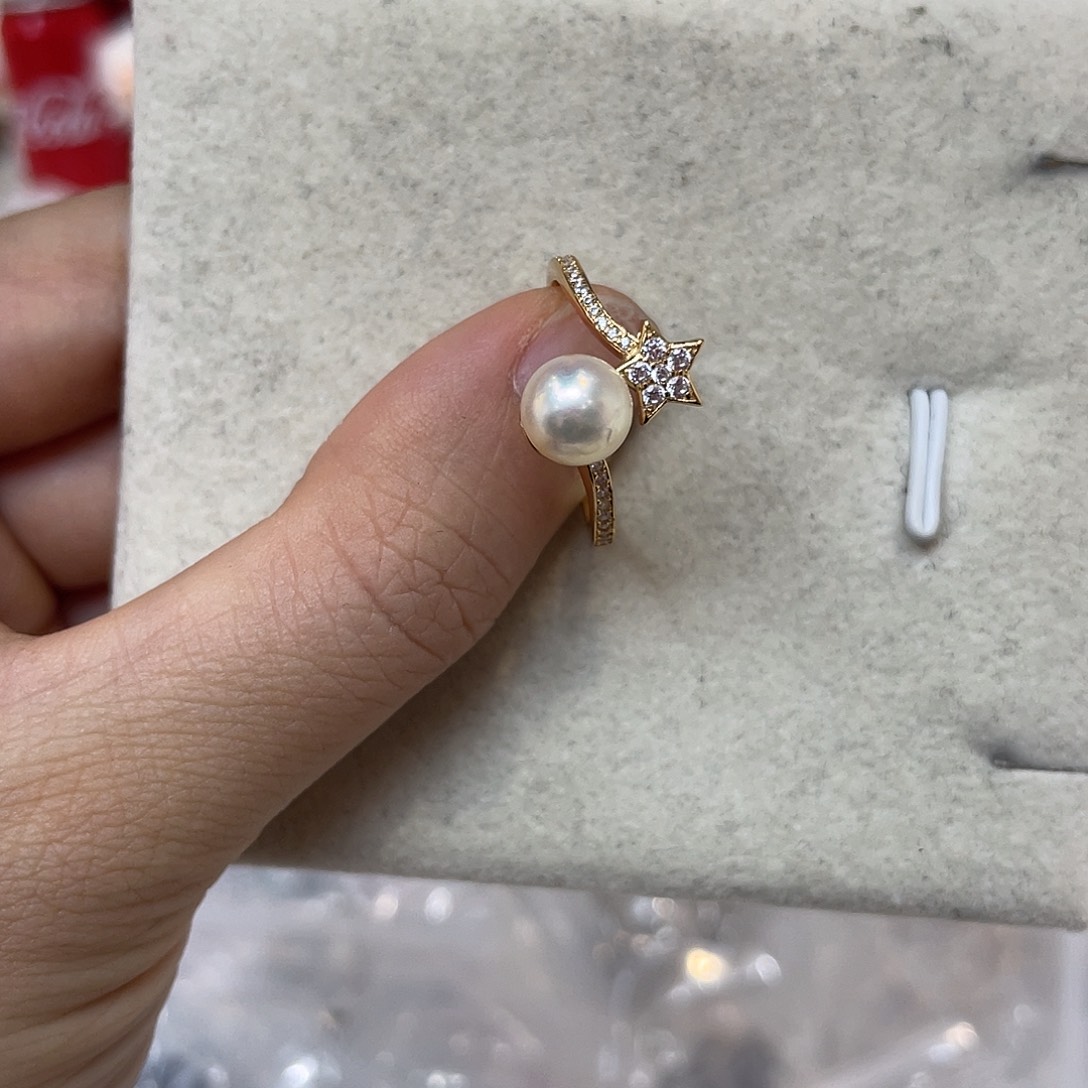 银S925镶嵌戒指海水珍珠