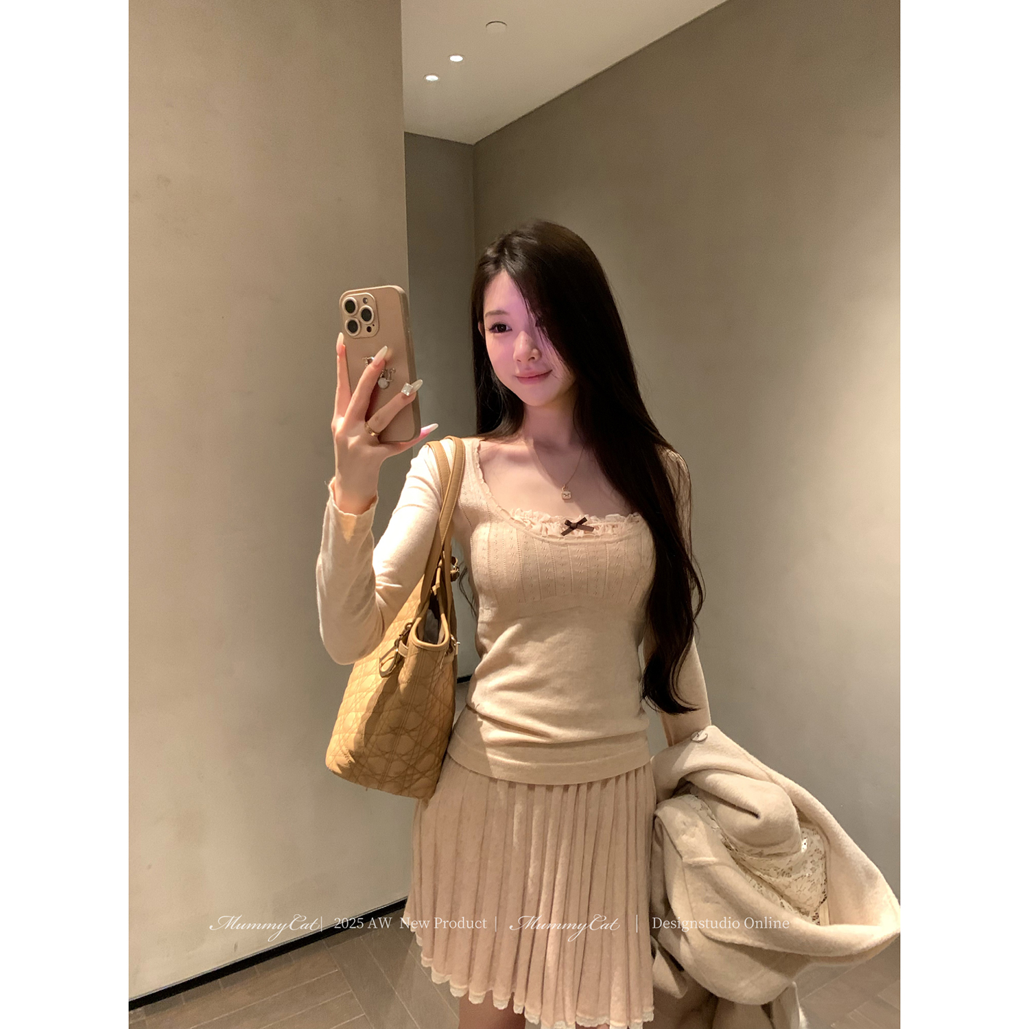 Mummy Cat下蛋喵【原野斯嘉丽】25新品秋冬30绵羊毛百搭针织百褶裙