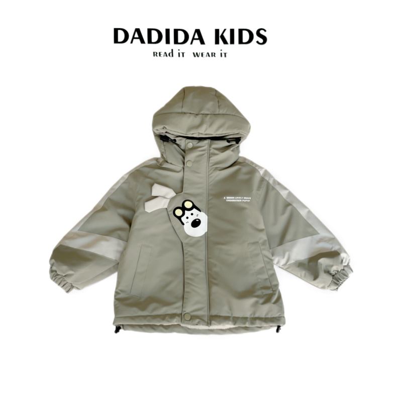 dadida/嗒嘀嗒男童冬季加绒休闲时尚小狗狗冲锋衣外套+504800275