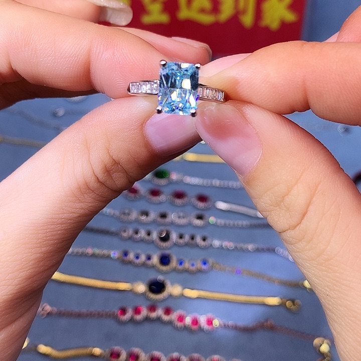 海蓝宝石戒圈银S925镶嵌