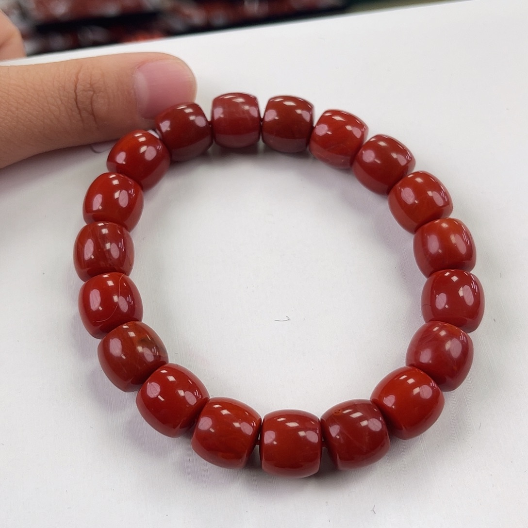 南红玛瑙川料直切单圈12未镶嵌