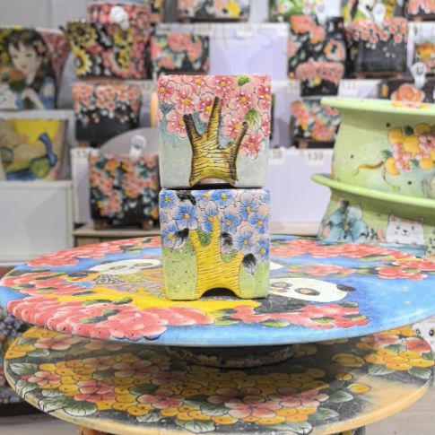 红泥花盆景德镇陶瓷