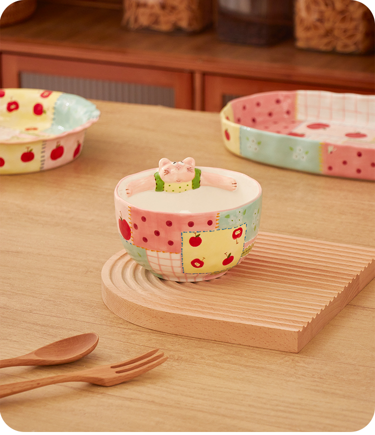 【POP兔】萌趣苹果5.5寸米饭碗釉下彩少女心风格餐具