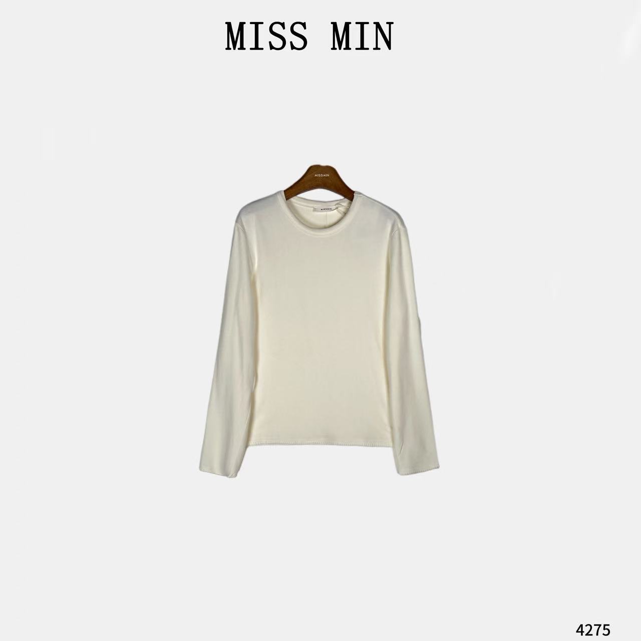 MISS MIN【素境】简约纯色长袖清冷系衣服宽松显瘦百搭套头T恤4275