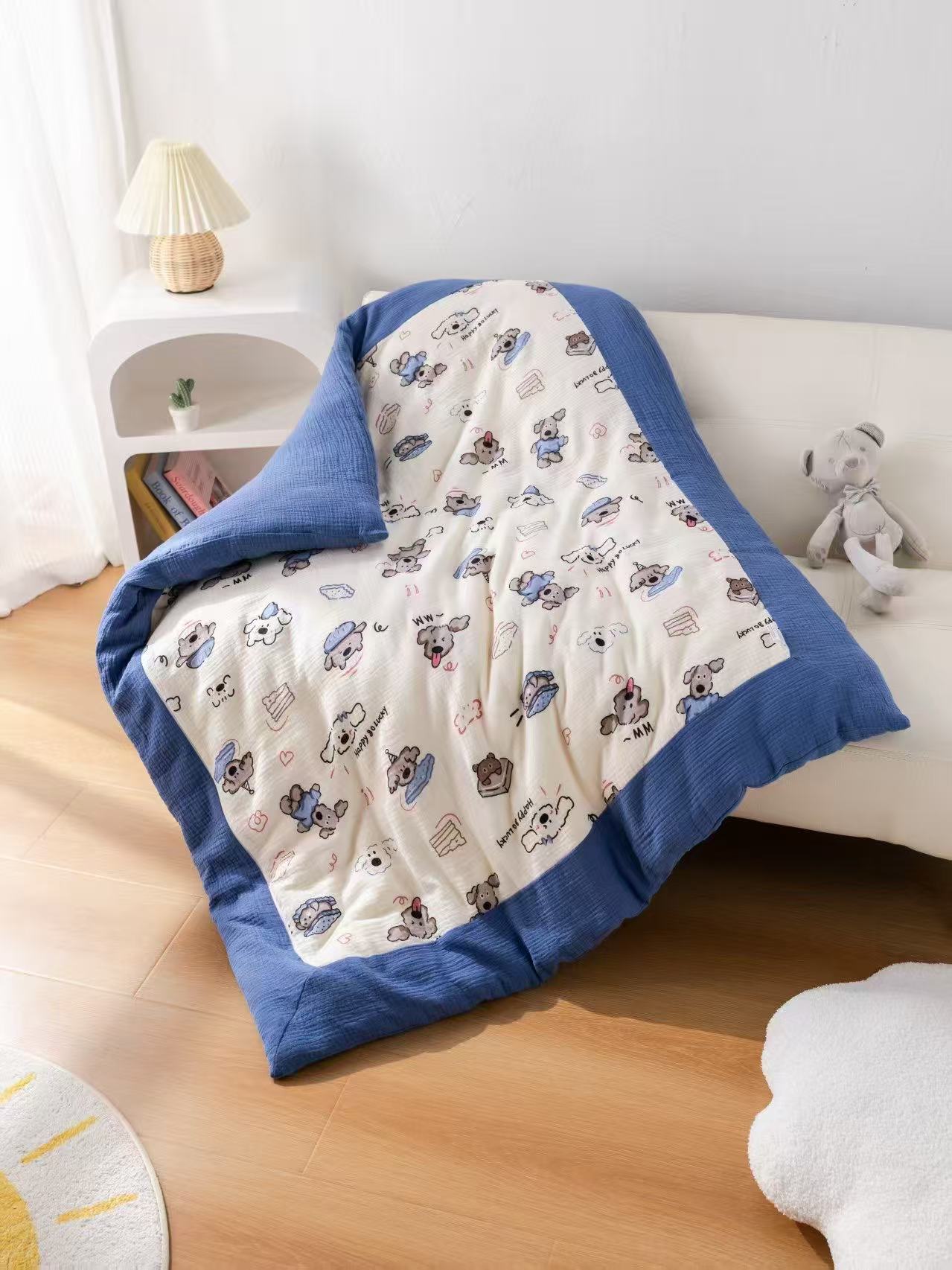 新生儿专用包被全棉双层纱纯棉花被子四季可拆卸柔软亲肤加大包边