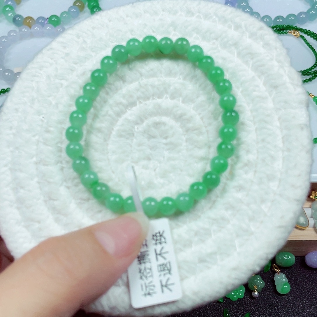 翡翠未镶嵌手链天然缅甸翡翠A货卡6