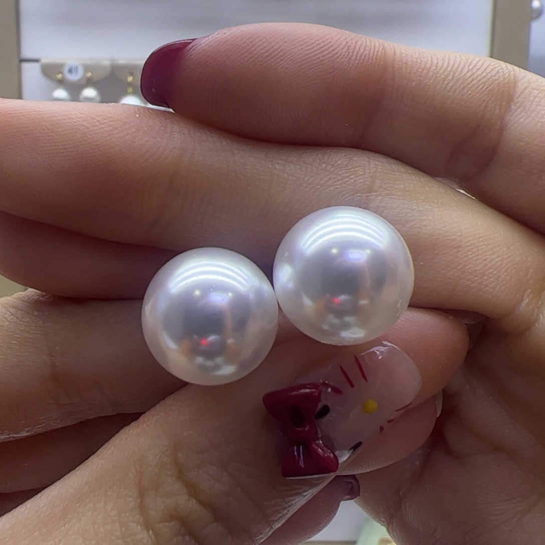 淡水珍珠耳饰18K金镶嵌