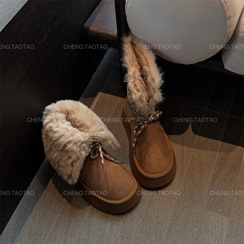 【程淘淘】冰雪奇缘2.0丨东北保暖厚底雪地靴新款加绒加厚两穿棉鞋