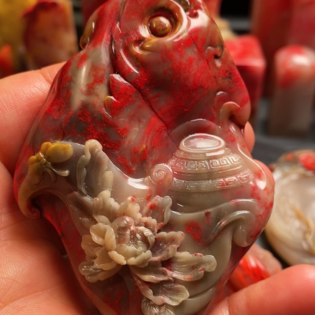 昌化鸡血石就***话手玩件