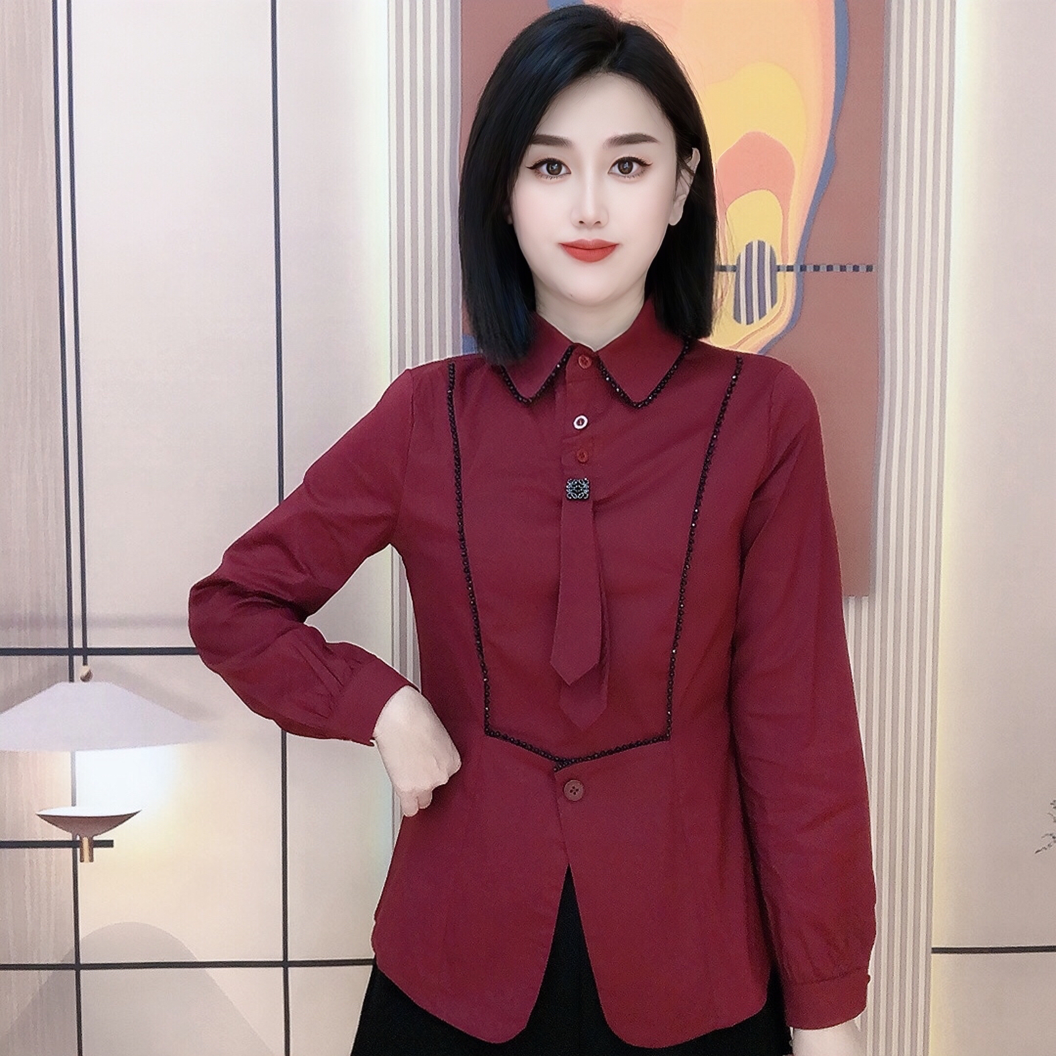 【薄款】6087时尚显瘦衬衫