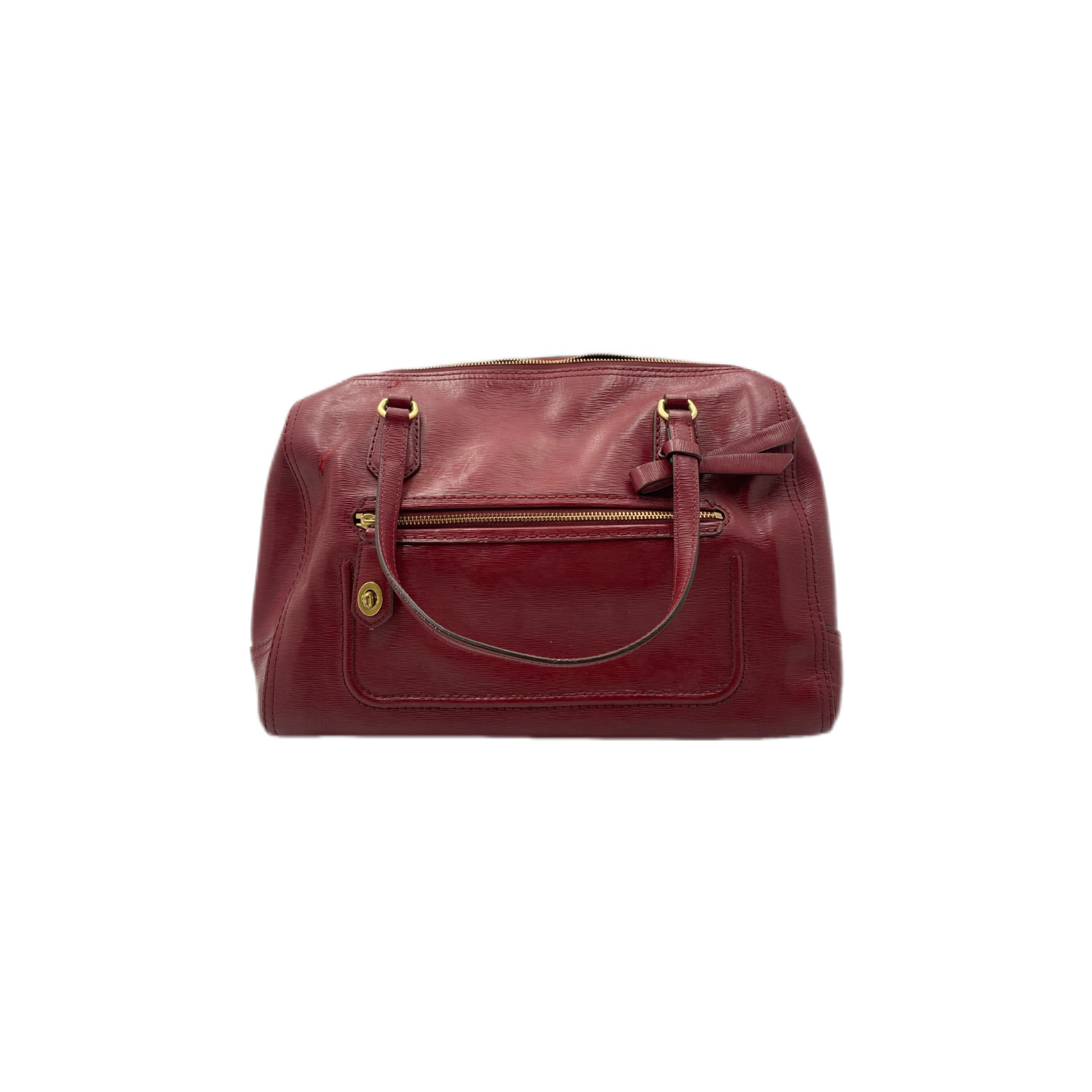 95新 COACH/蔻驰 酒红色手提/JW3261