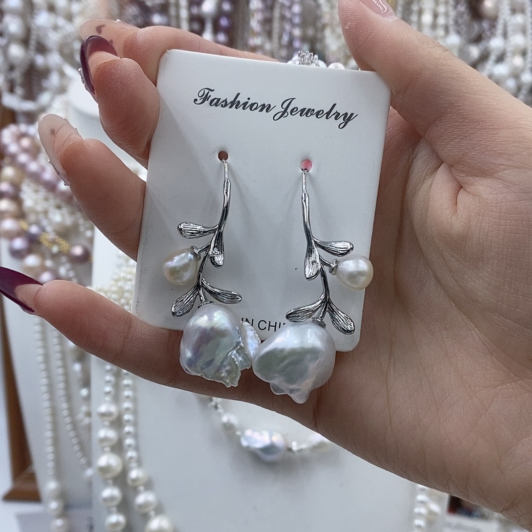 耳饰淡水珍珠银S925镶嵌