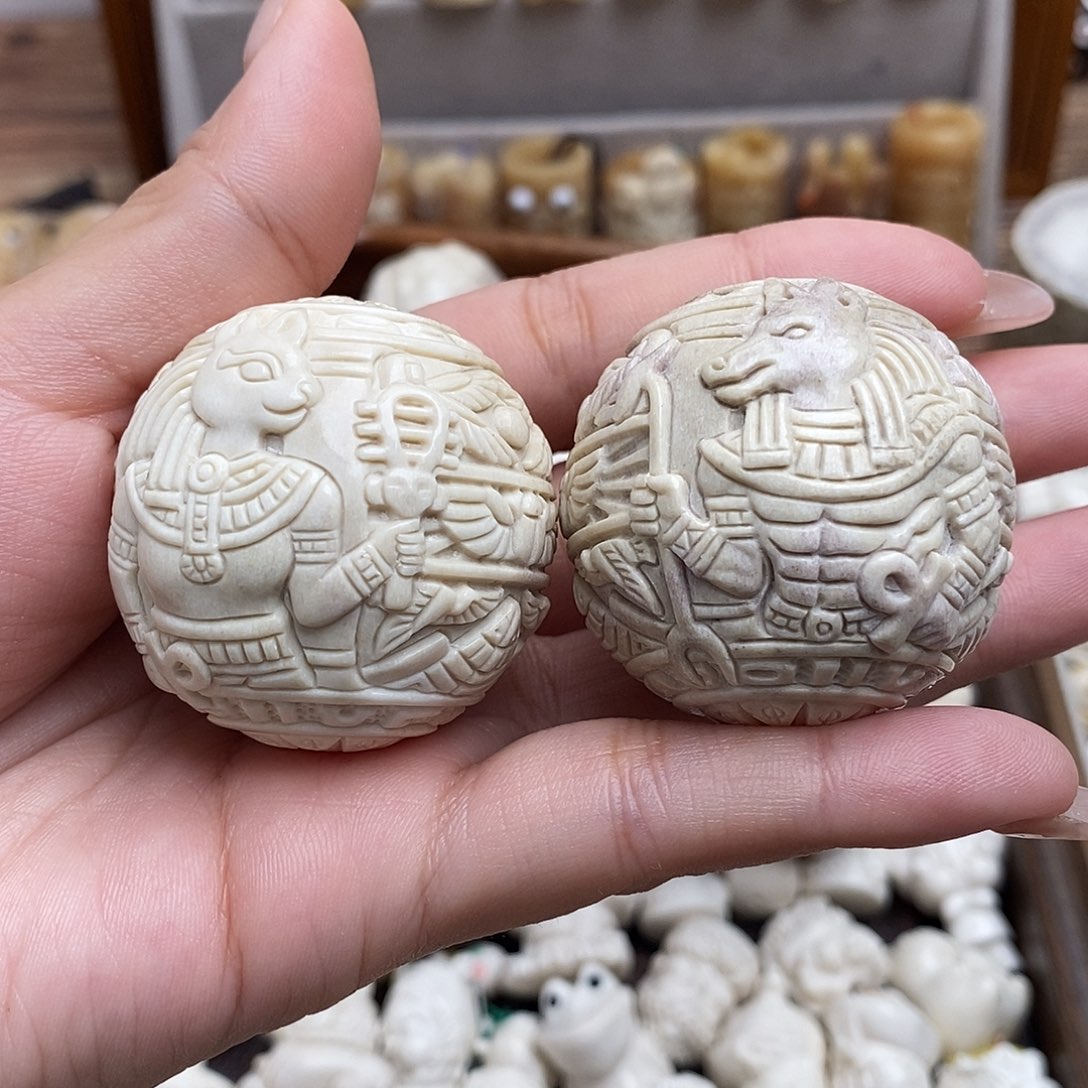 鹿骨把件c14埃及手球40尺寸