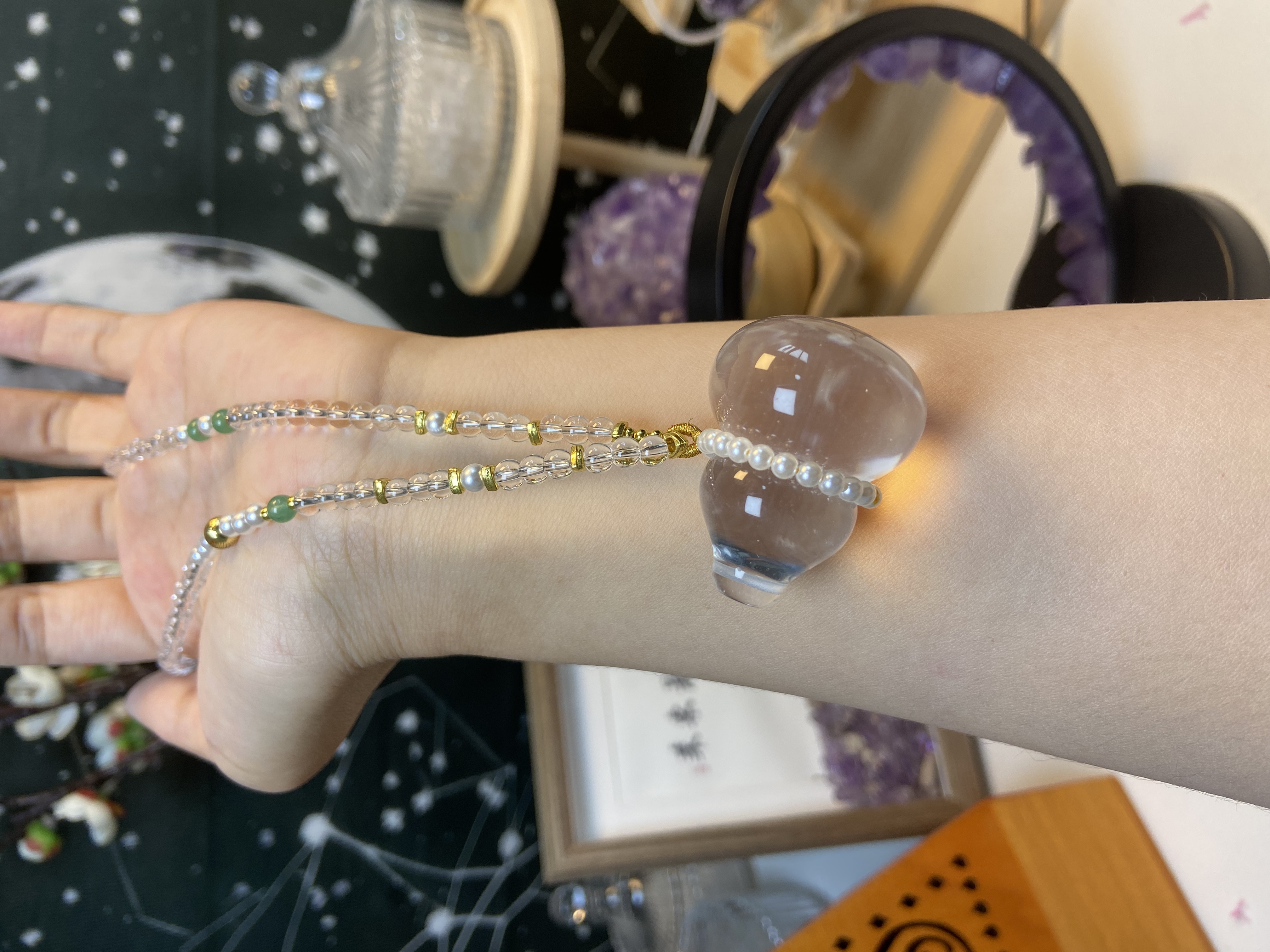 高品质天然白水葫芦项链PL236