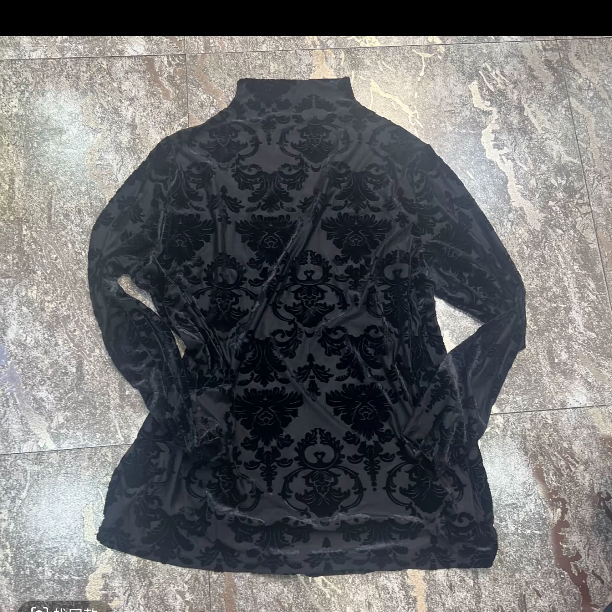 2267丝绒高端植绒烧花显瘦女上衣