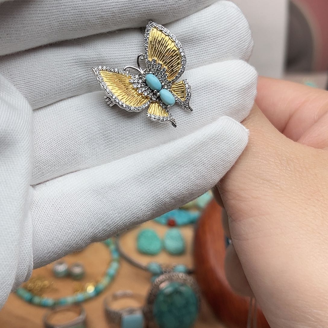 绿松石珠宝奇石银S925镶嵌