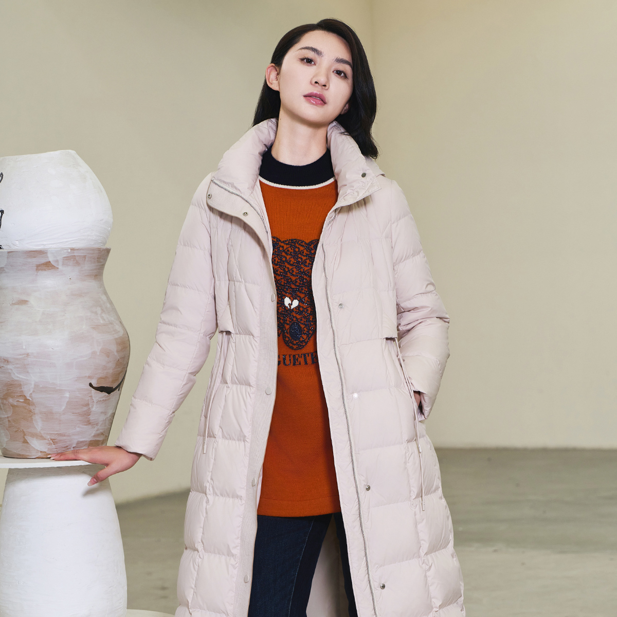 歌蒂诗专柜同款时尚简约通勤百搭保暖羽绒服女 1D42Y3574