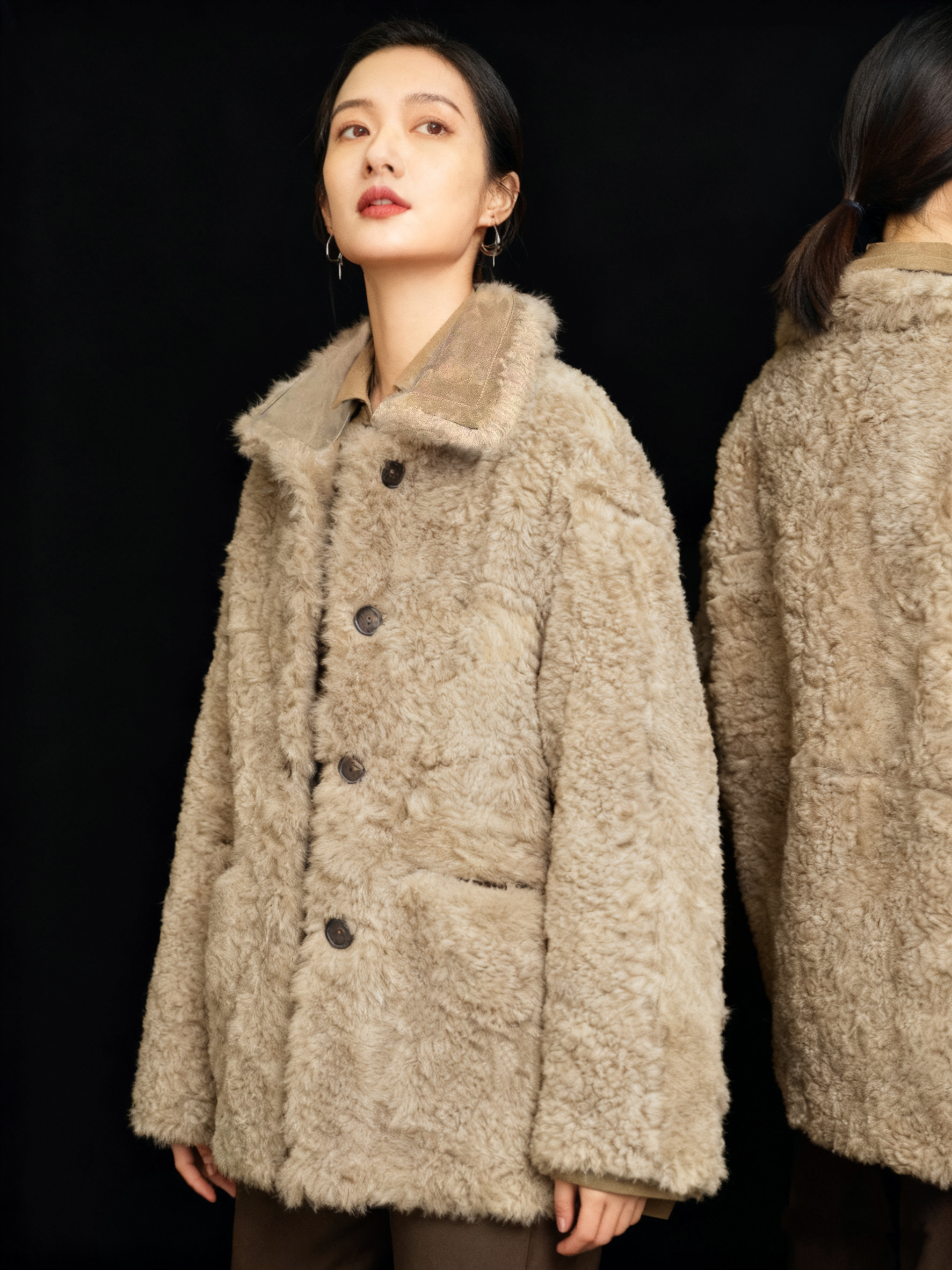 双面穿西班牙进口田纳西皮毛一体外套保值毛革绒面小开张珍惜皮料