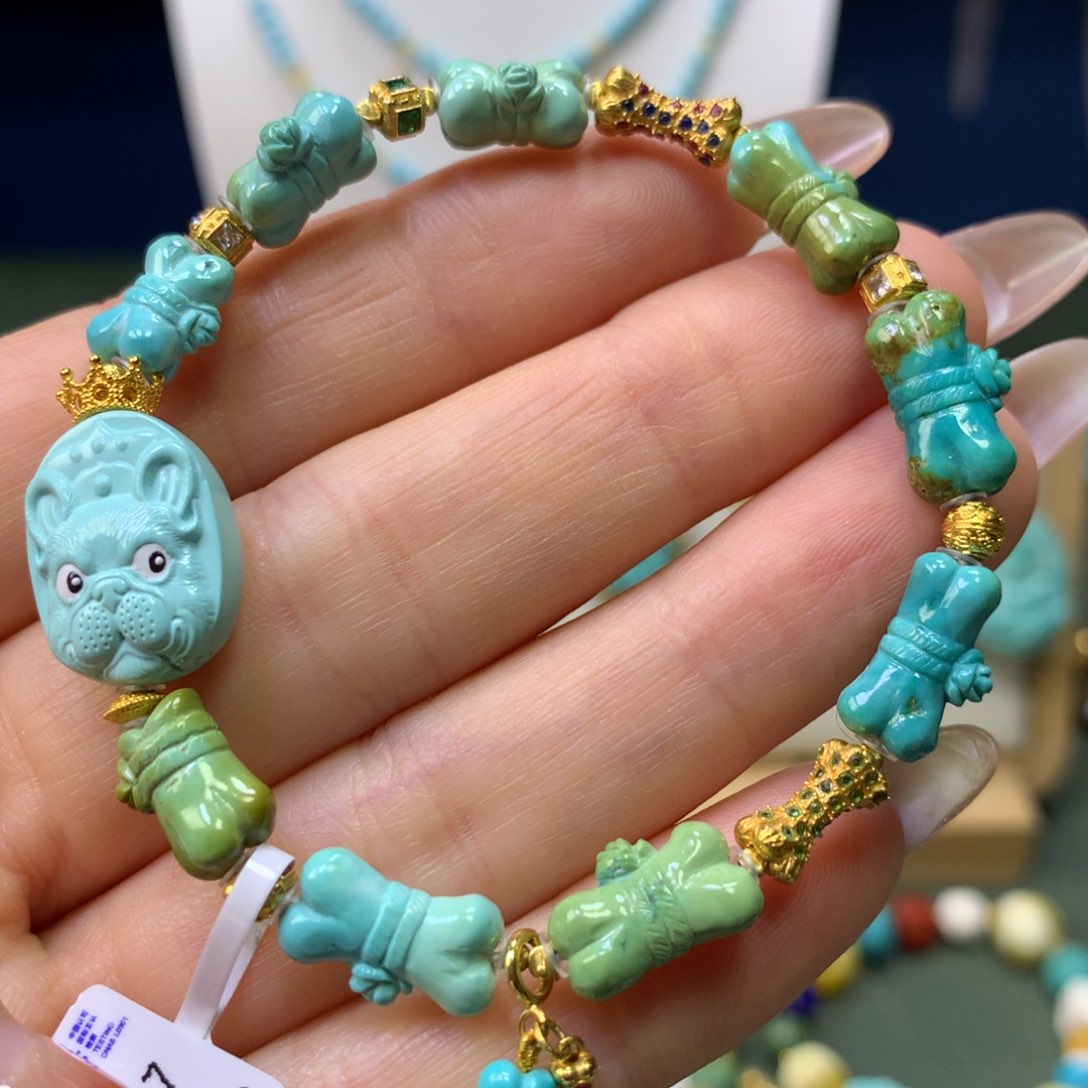 绿松石手链18K金镶嵌