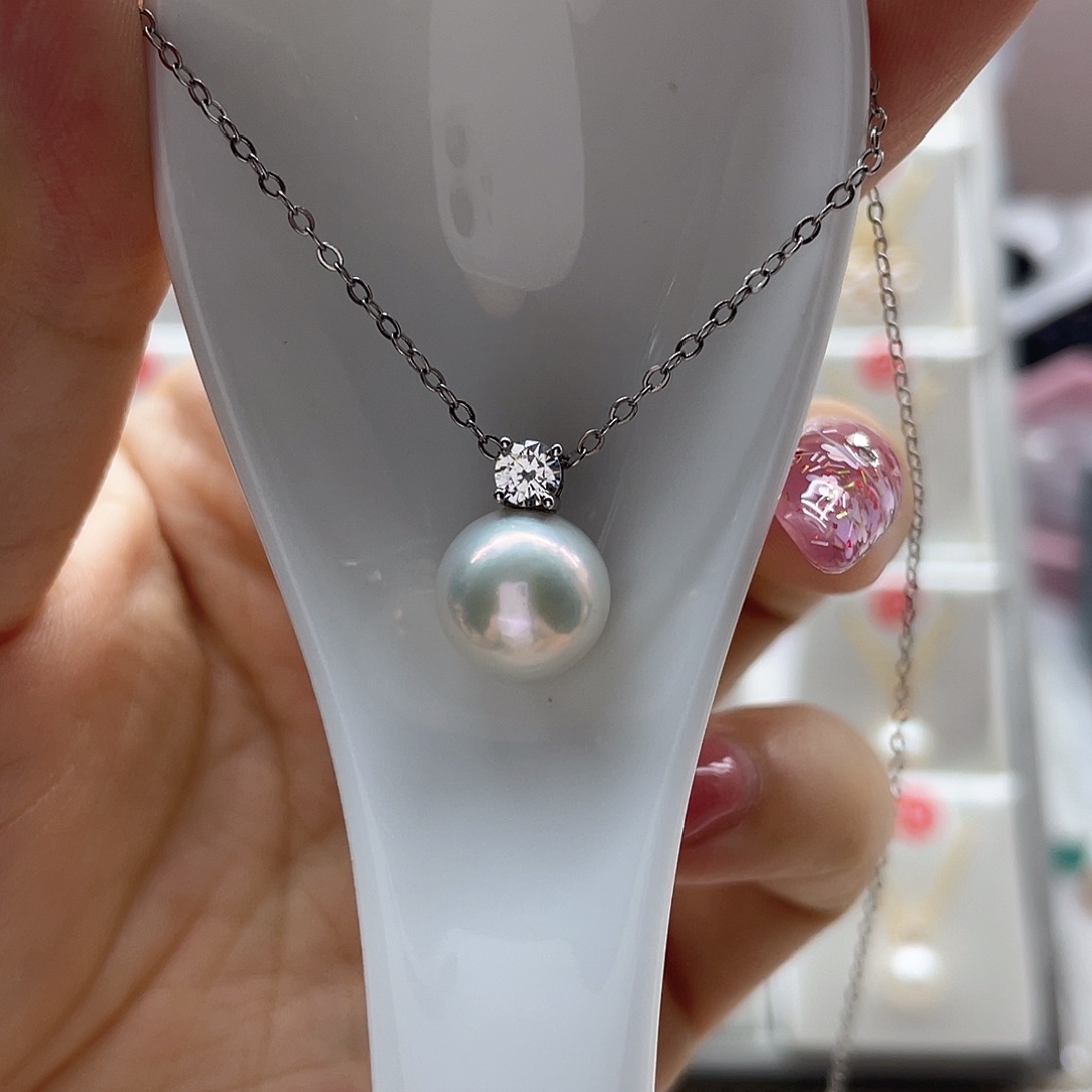 淡水珍珠银S925镶嵌吊坠(赠链)