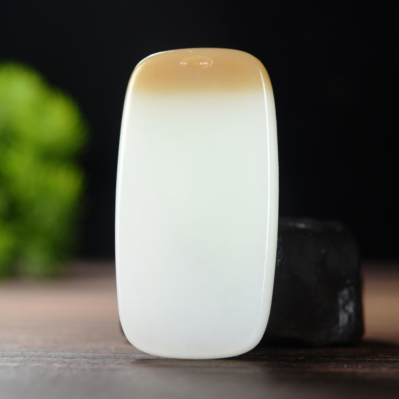 天然新疆和田玉糖羊脂白玉无事牌吊坠挂件男女款