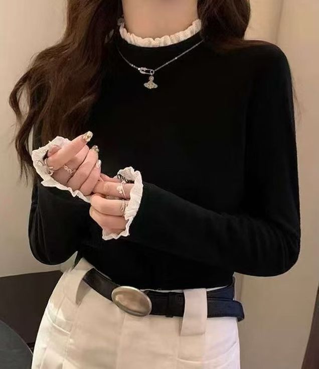 【里物女装】时尚休闲百搭韩版设计师款-花边内搭打底9001