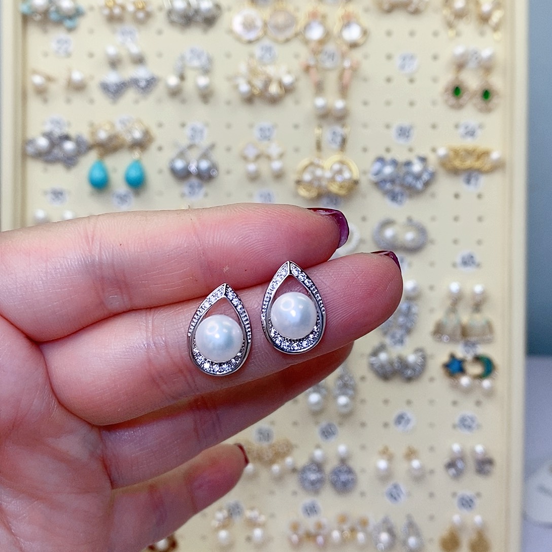 耳饰淡水珍珠银S925镶嵌