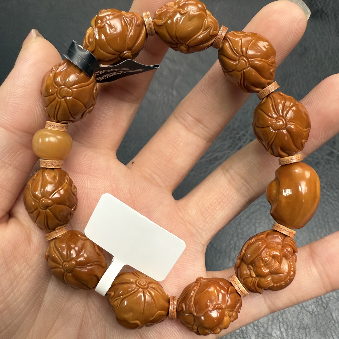 橄榄核手串荷叶财神