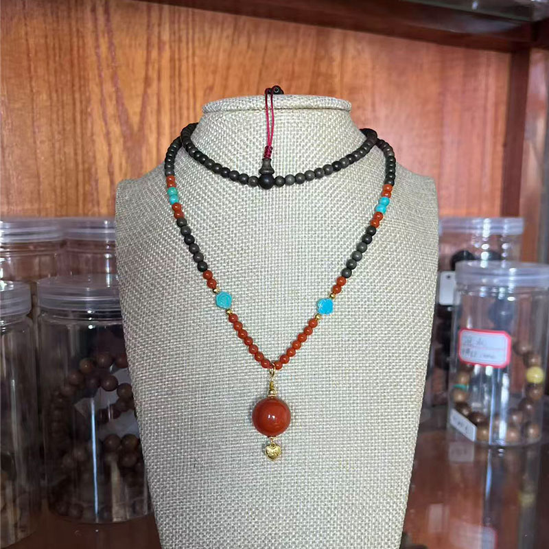 精品南红筋饰品 毛衣链  原创风格