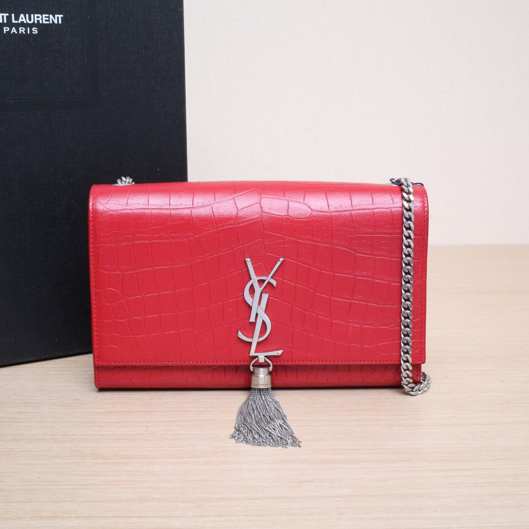 95新 YSL/圣罗兰 【娇】活动KATE鳄鱼压纹皮革C 563645