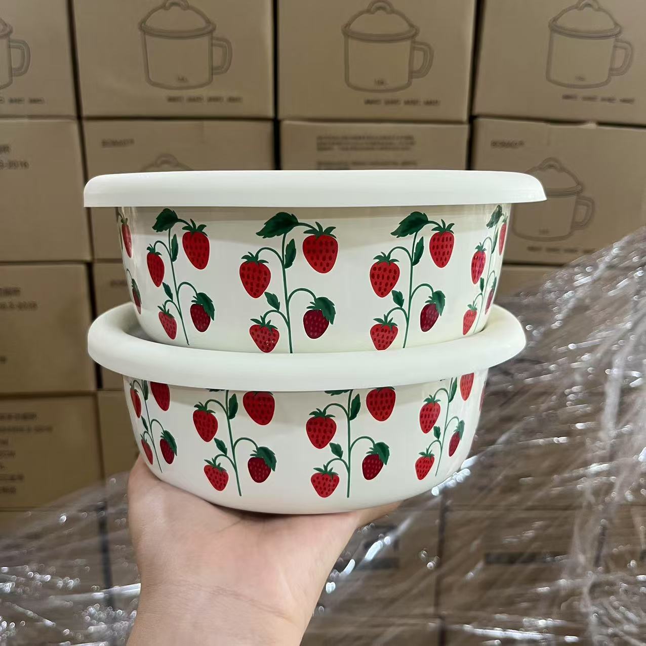 【升级TPE盖】18CM  草莓系列 加厚款 圆形芝士盘