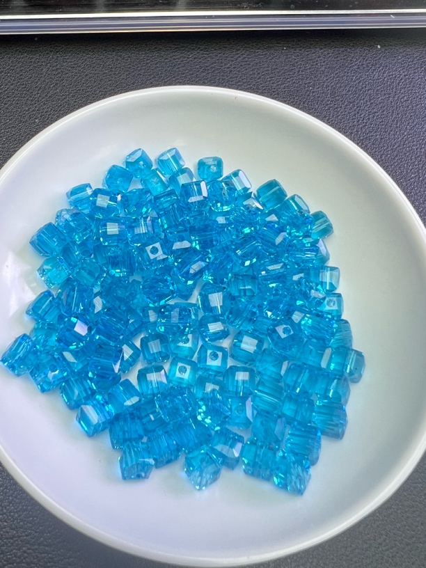 天然水晶散珠 海蓝宝水晶方糖Y2665  8mm  30颗（赠弹力线）