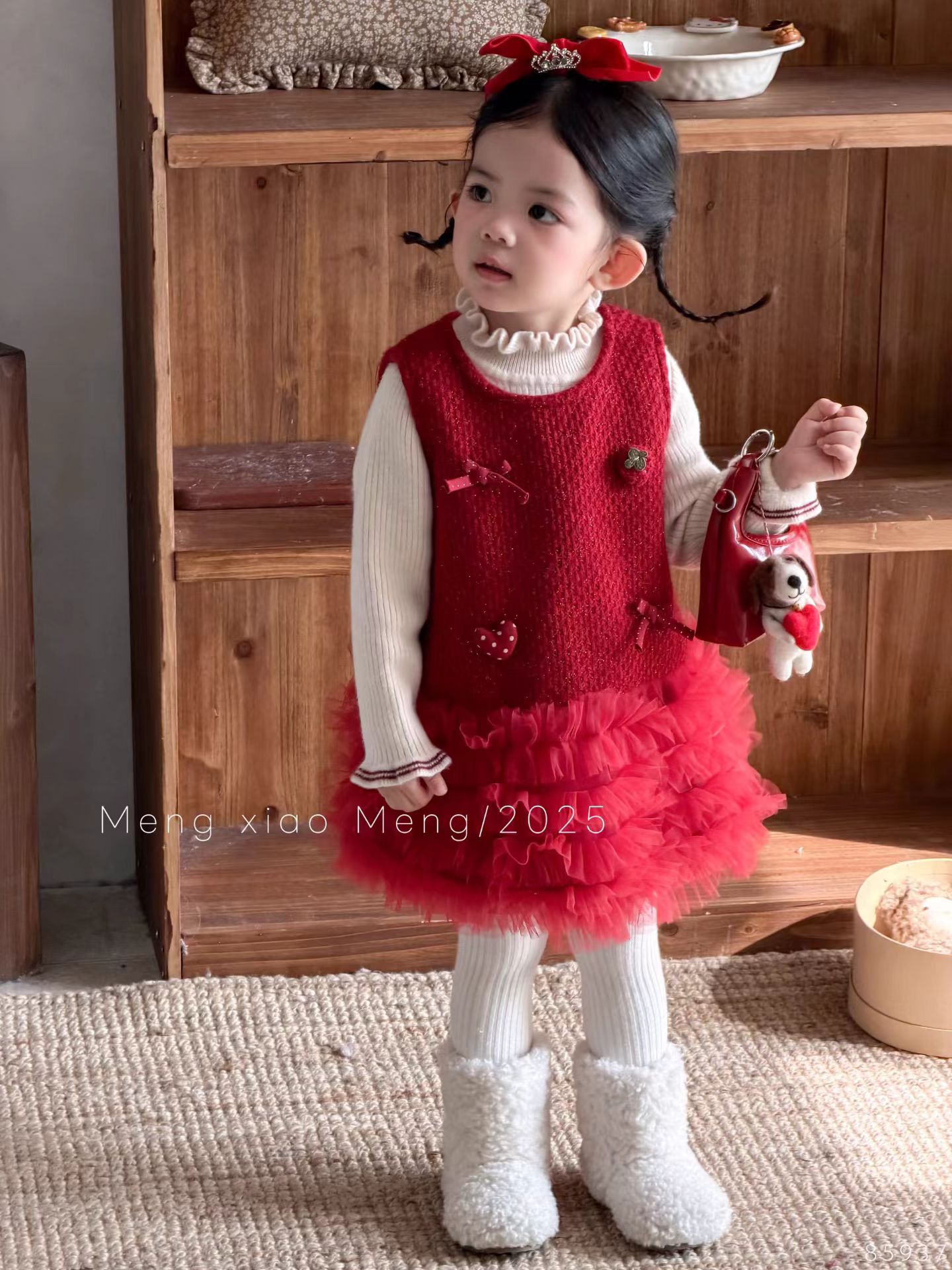 蒙小蒙·25新年货~红色蛋糕裙两件套