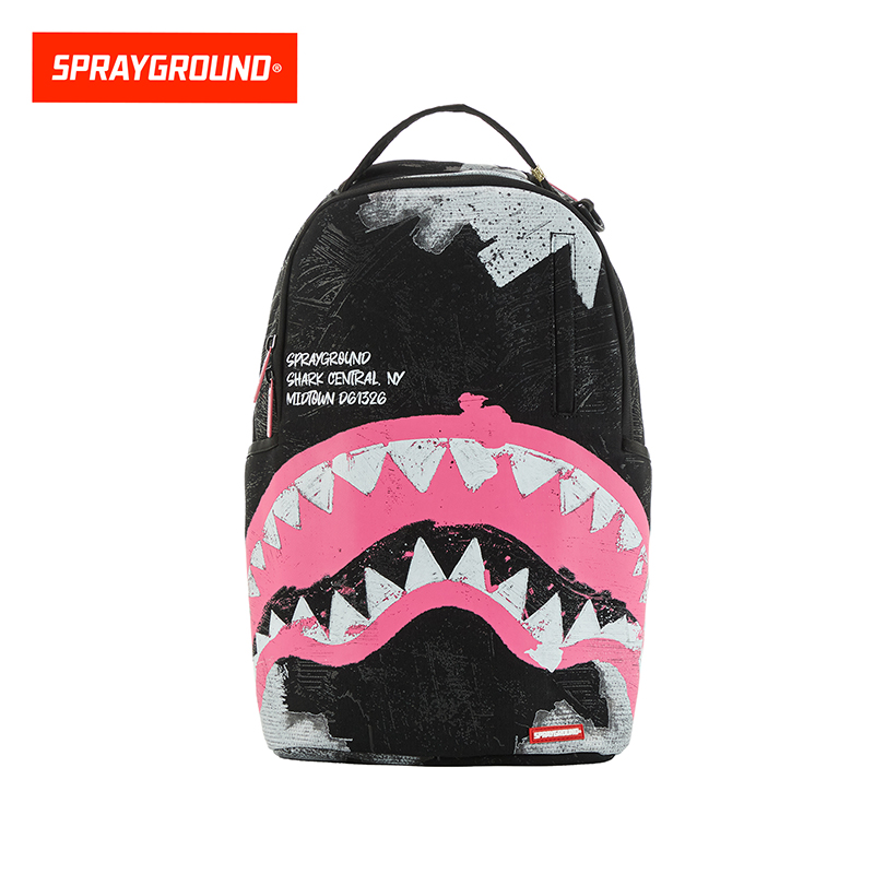 SPRAYGROUND鲨鱼嘴涂鸦粉嘴限定双肩背包户外防水潮流XB W1135729