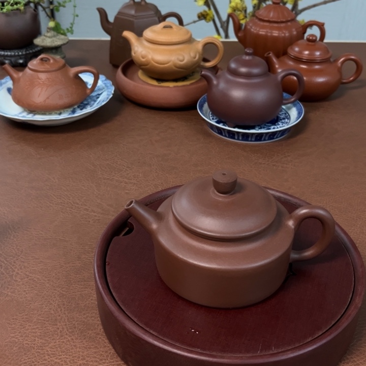 紫砂茶壶德钟老紫泥半手壶