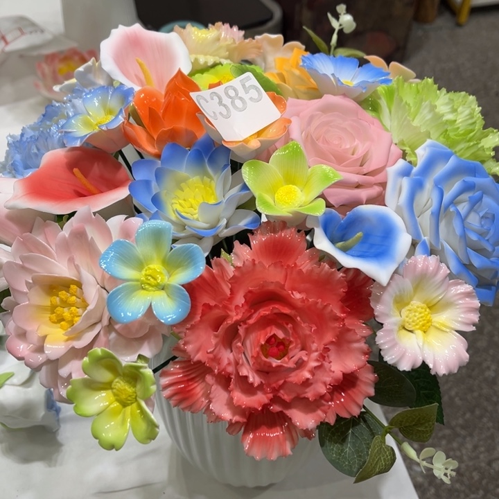 幼***陶瓷花手工捏制C385不花瓶