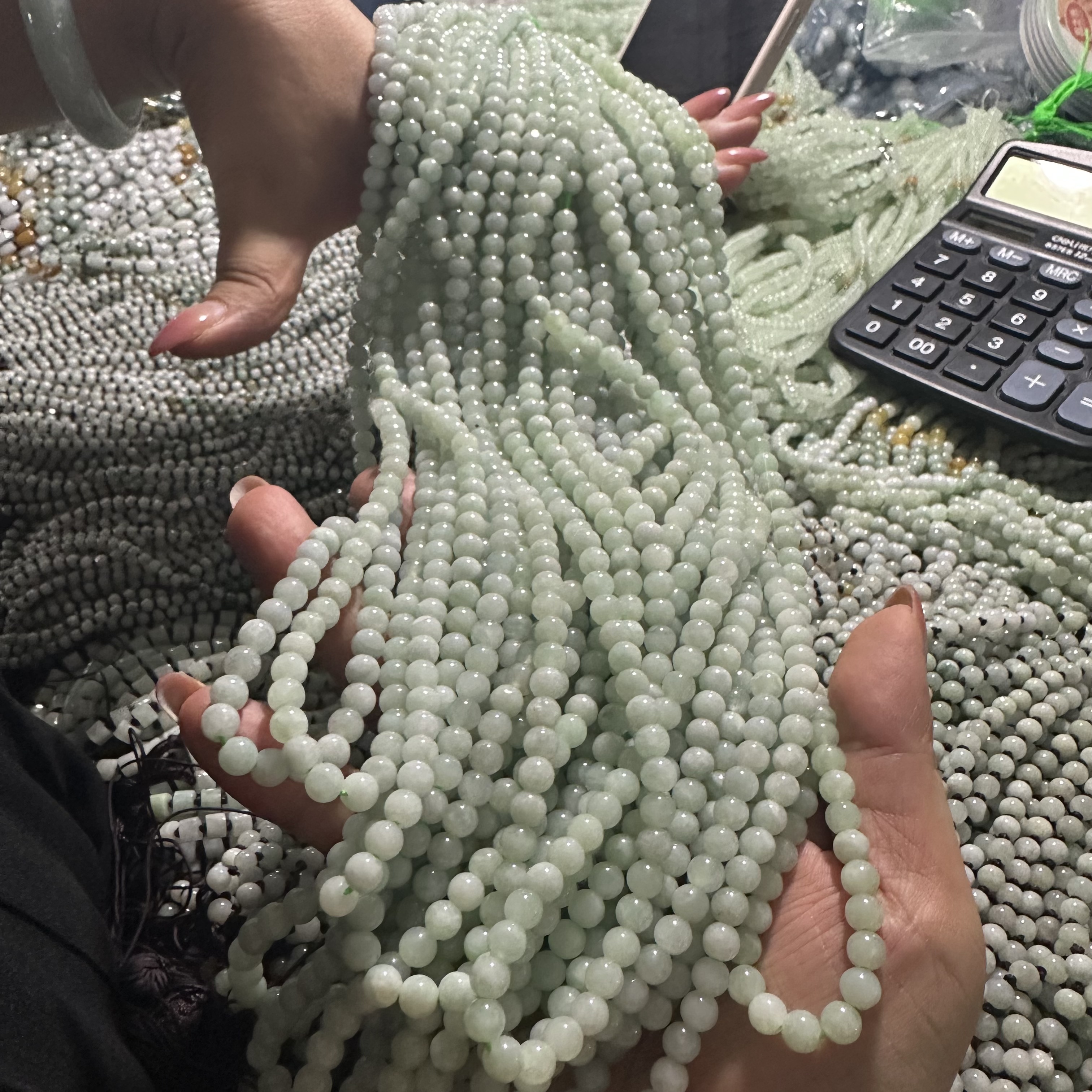 天然A货翡翠项链-c891-卡6mm多样性发一