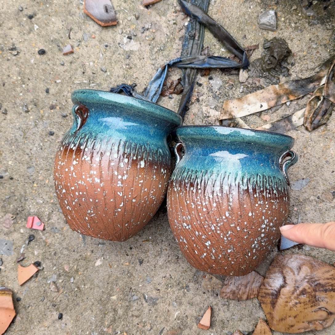 紫砂花盆口13高15（随机颜色两个瑕疵