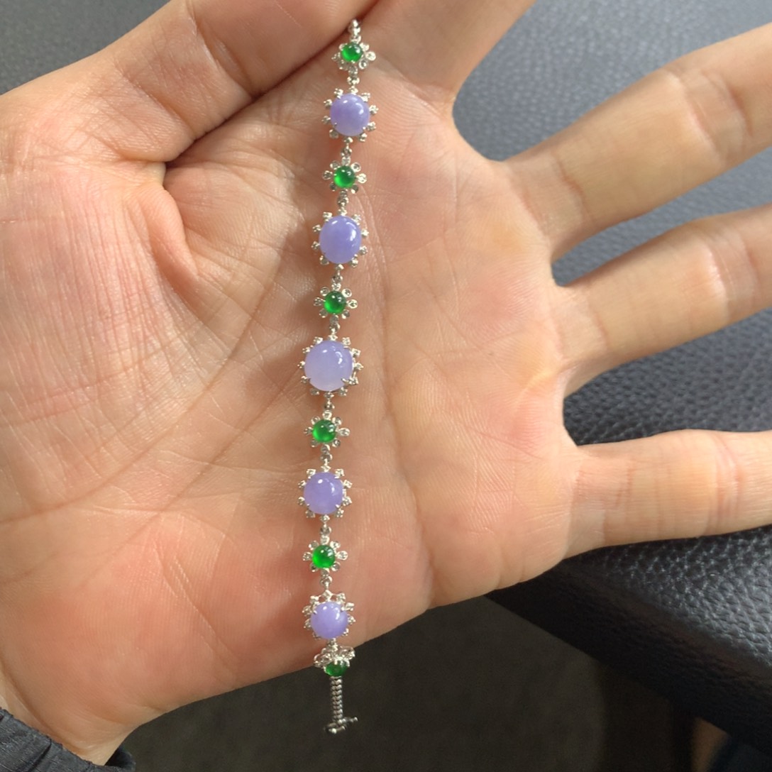 翡翠手链18K金镶嵌翡翠