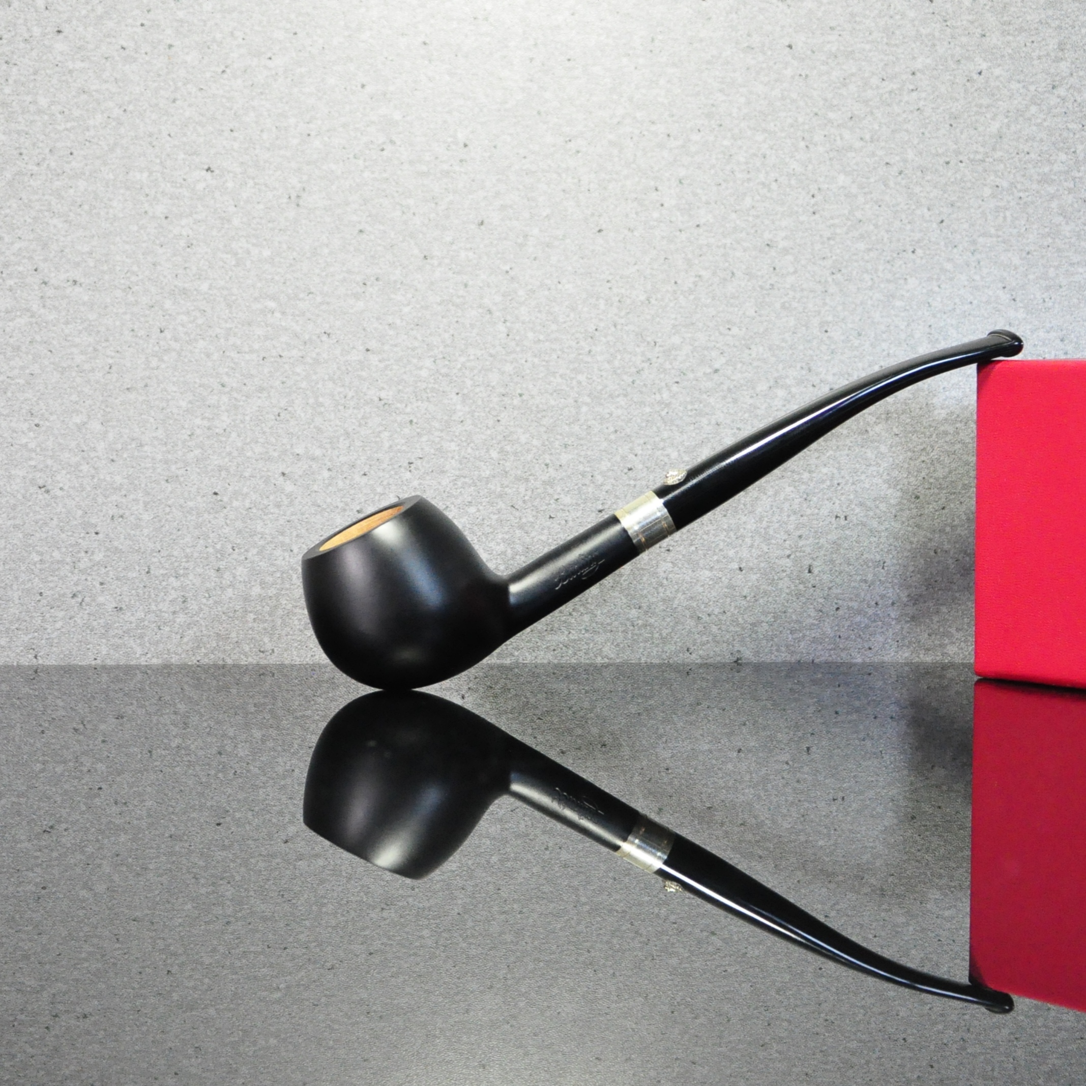 英国Barling巴灵烟斗石楠根黑色光面石楠长柄苹果王子925银圈包邮