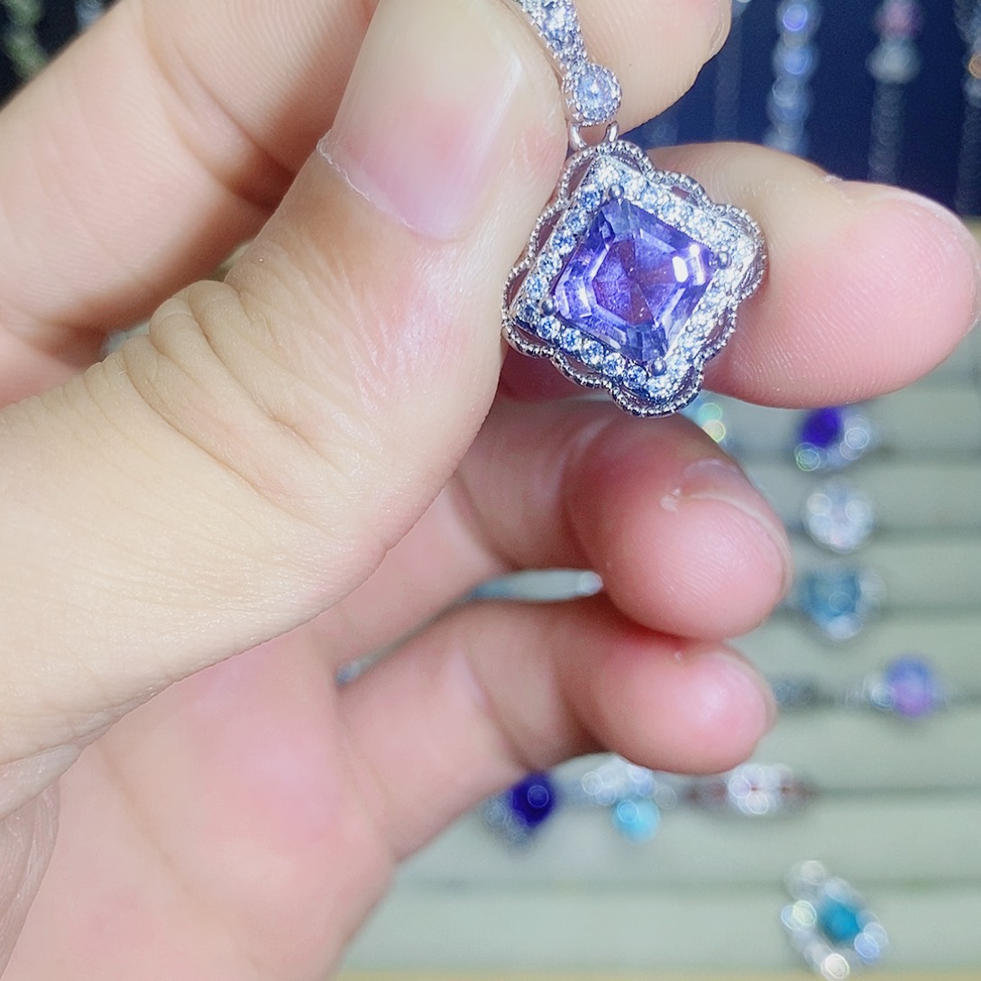 吊坠(不含链)银S925镶嵌紫晶