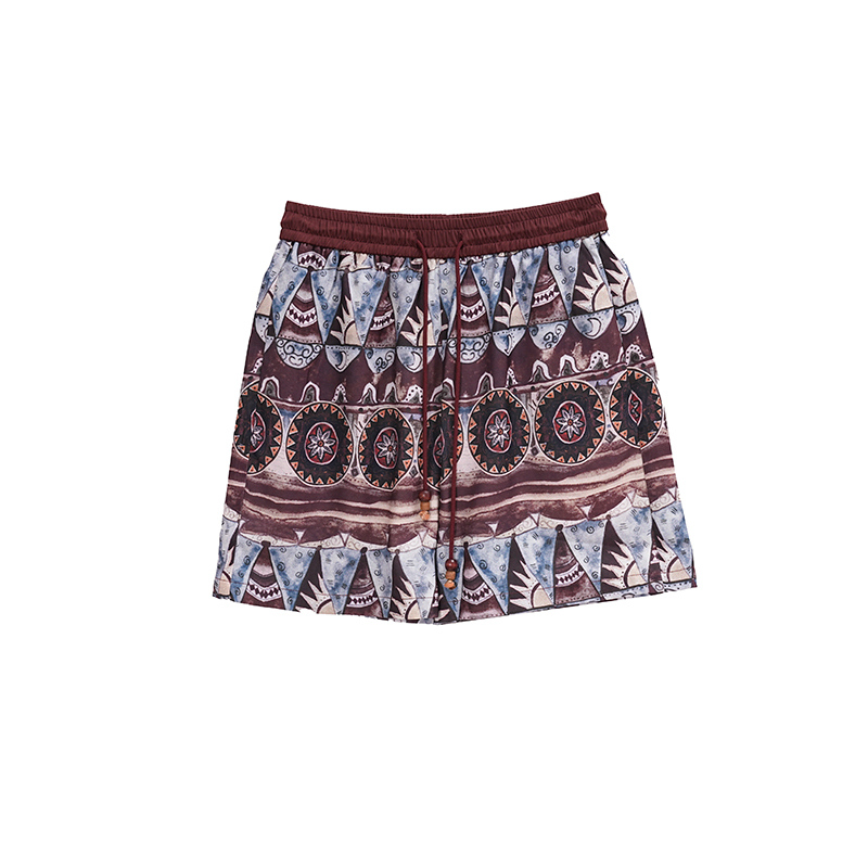 【欢乐短裤】随性自在艺术感印花设计松紧腰休闲短裤6S359K3069