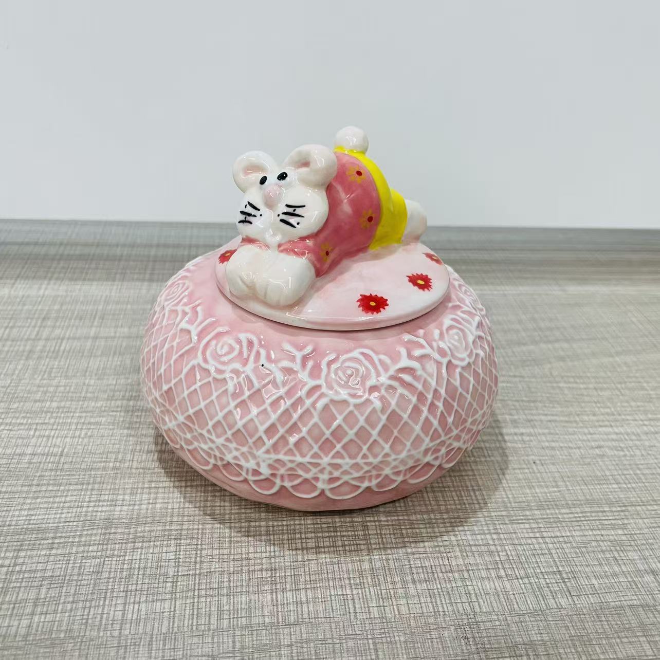 【出口原单】手作POP兔-粉色储物罐-300ml