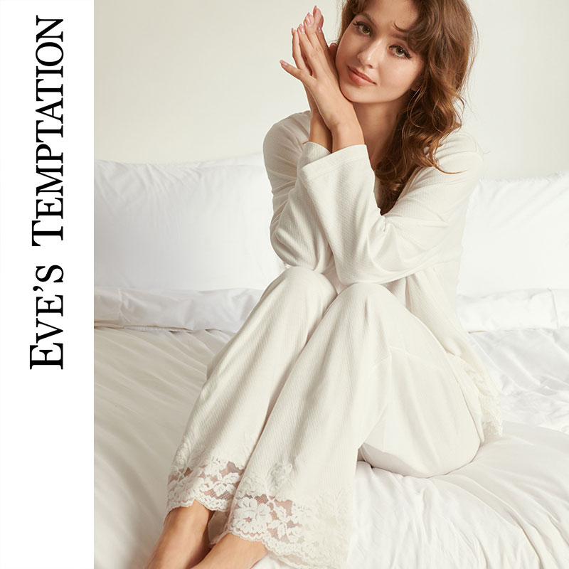 【家居套装】长袖长裤欧式宫廷风简约不挑人柔糯全棉透气舒适诗雅组