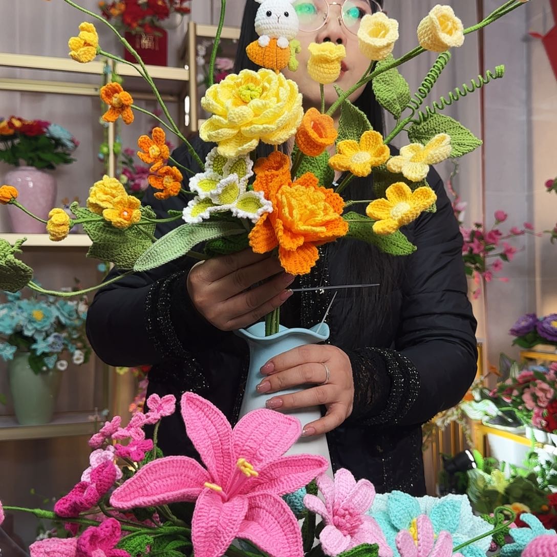 纯手工钩织钩织花束