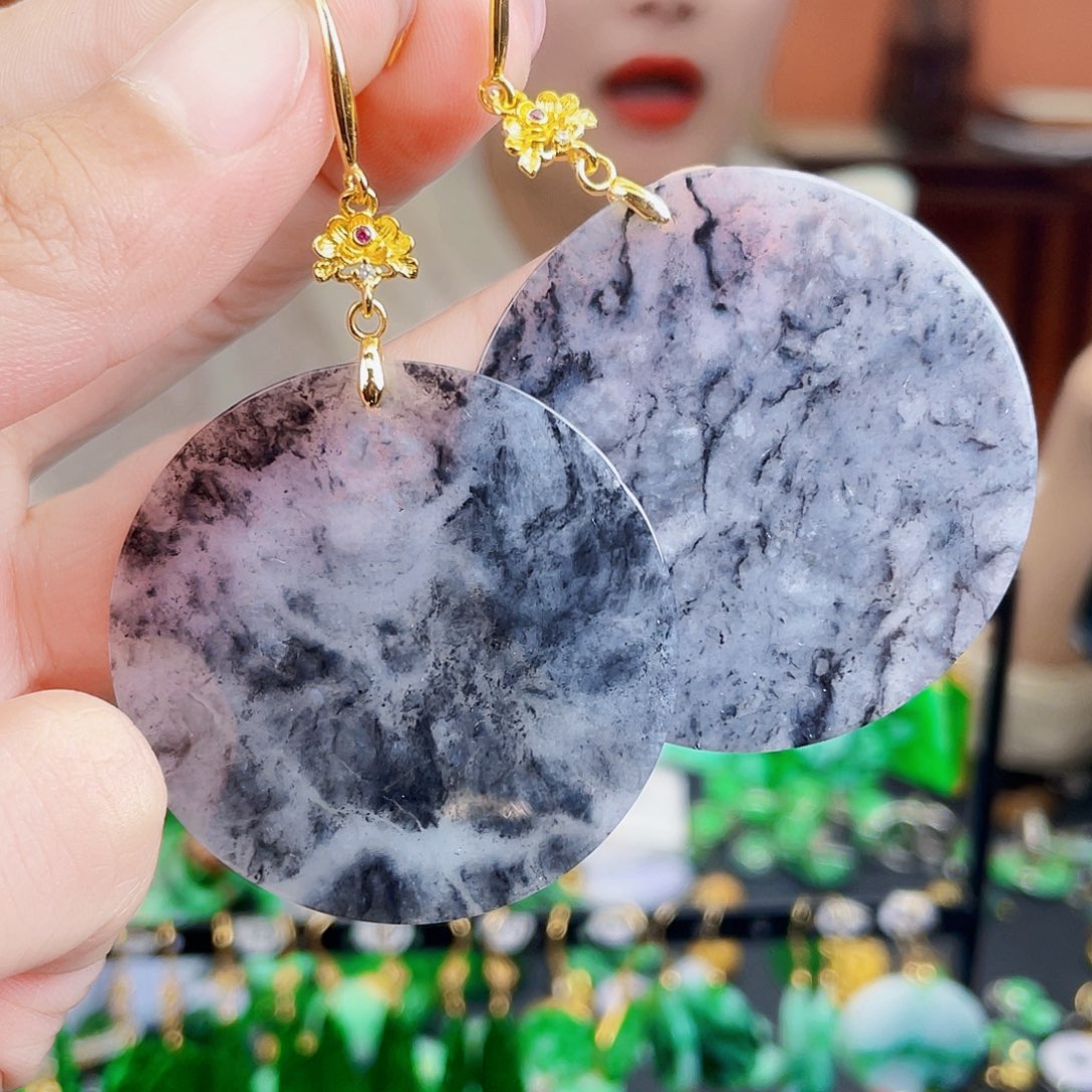 翡翠未镶嵌耳饰饰品