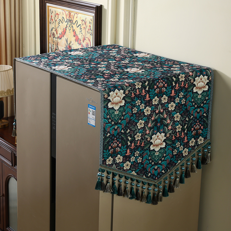 新款百搭冰箱盖布单双开门盖巾防晒洗衣机防尘罩美式轻奢防滑加厚