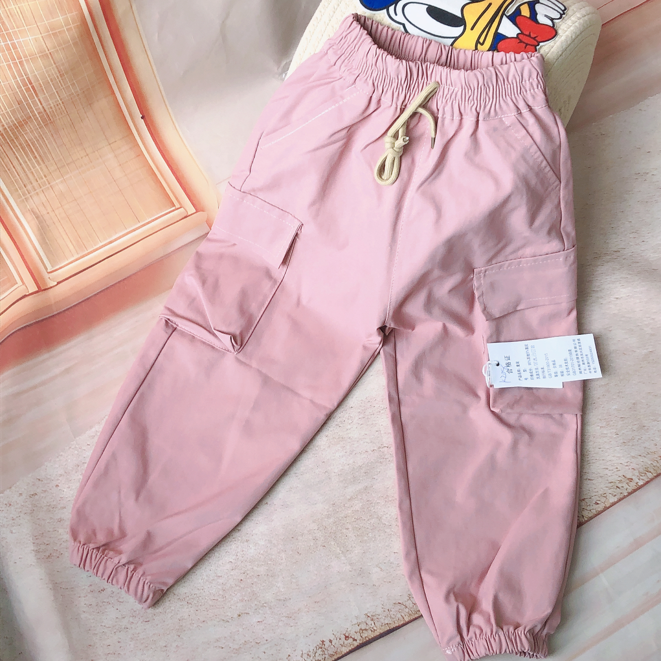 C031小童新款秋季口袋M字母工装裤